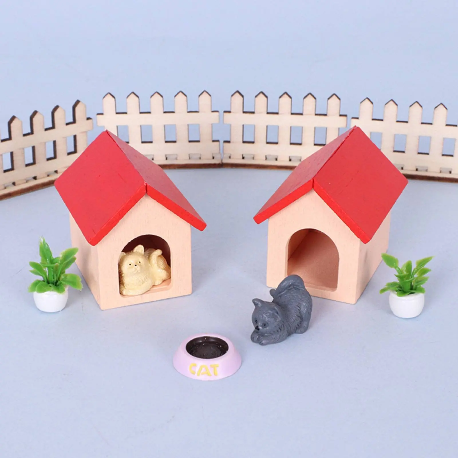

Dollhouse Dog House Scene Prop 1:12 Scale Feline Miniature Tiny Feline Set Safe Polished Surface