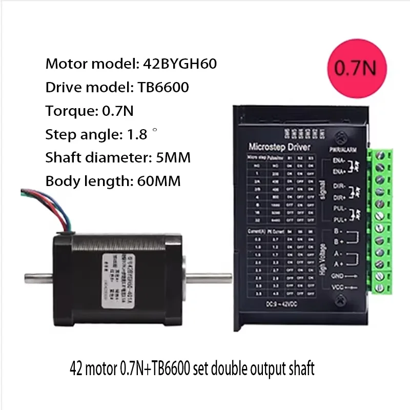42 juego de motor paso a paso 42BYGH60 torque 0.7N longitud 60MM + TB6600/DM542C controlador de motor 4A 1 eje 2 ejes