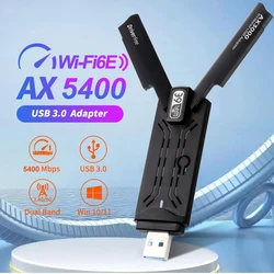 WiFi6E USB 이더넷 네트워크 카드 어댑터, 5400M USB 이더넷 리시버, Macbook RJ45, 샤오미 TV 박스 트라이 밴드 2.4G 5G 와이파이