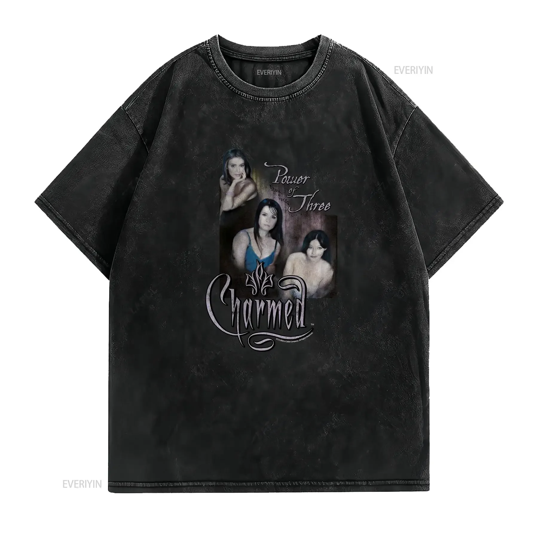 Official Charmed Power Of Three Vintage Wash Charcoal T Shirt vintage Washed Soft Slightly designer clothes Unisex graphic