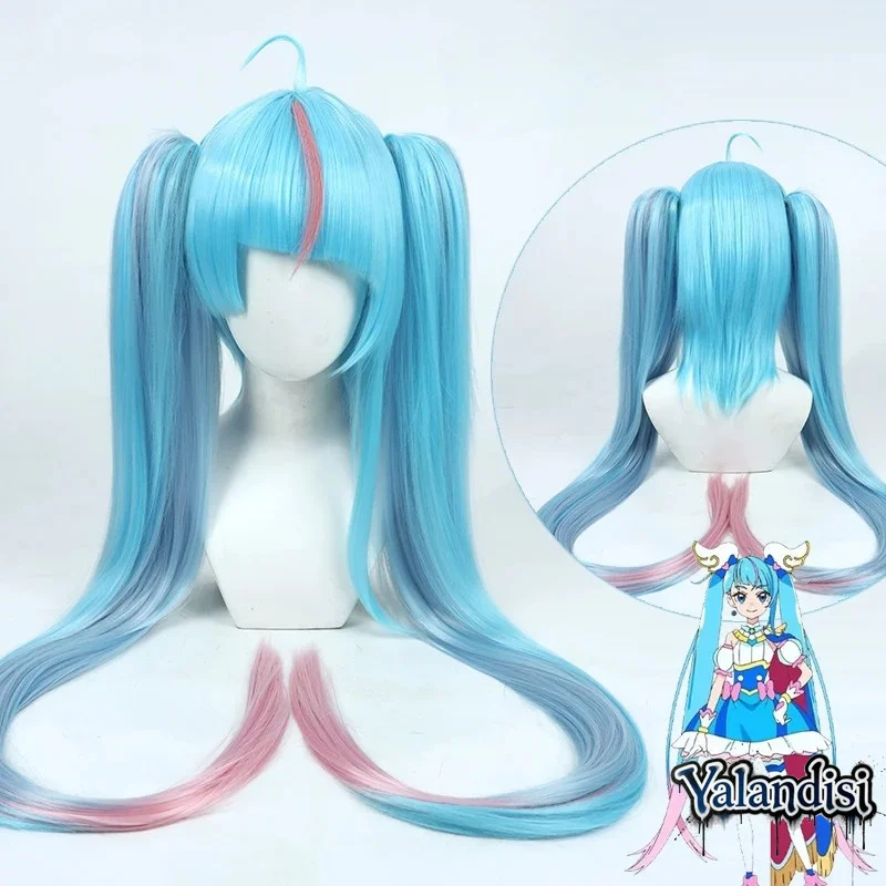 Yalandisi& Anime Hirogaru Sky!PreCure Sora Harewataru Cosplay Wig Gilr Lolita Dual Horsetail Heat Resistant Synthetic Wigs Prop