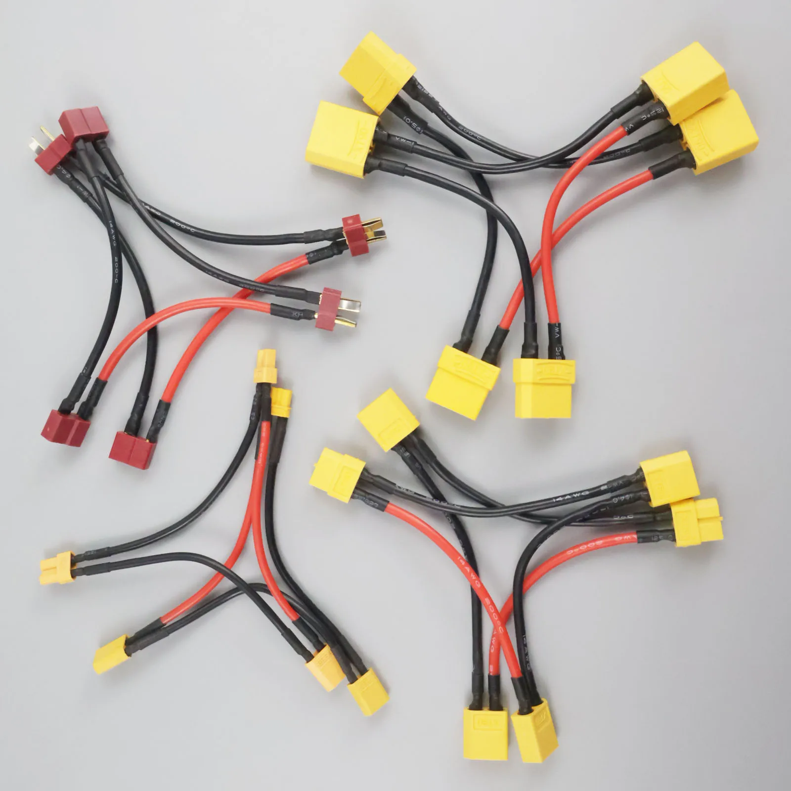 XT30/60/90 T Plug Connector Male to Female 14AWG/16AWG 10CM Battery Adapter Series Y Shape Rc Helicopter Connection Cable