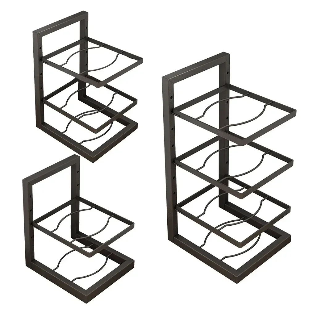 

2/3/4Floors Heavy Duty Pan Organizer Rack Multi-Layer Frying Pan Rice Cooker Storage Rack Seasoning Bottle Debris Organizer Hord