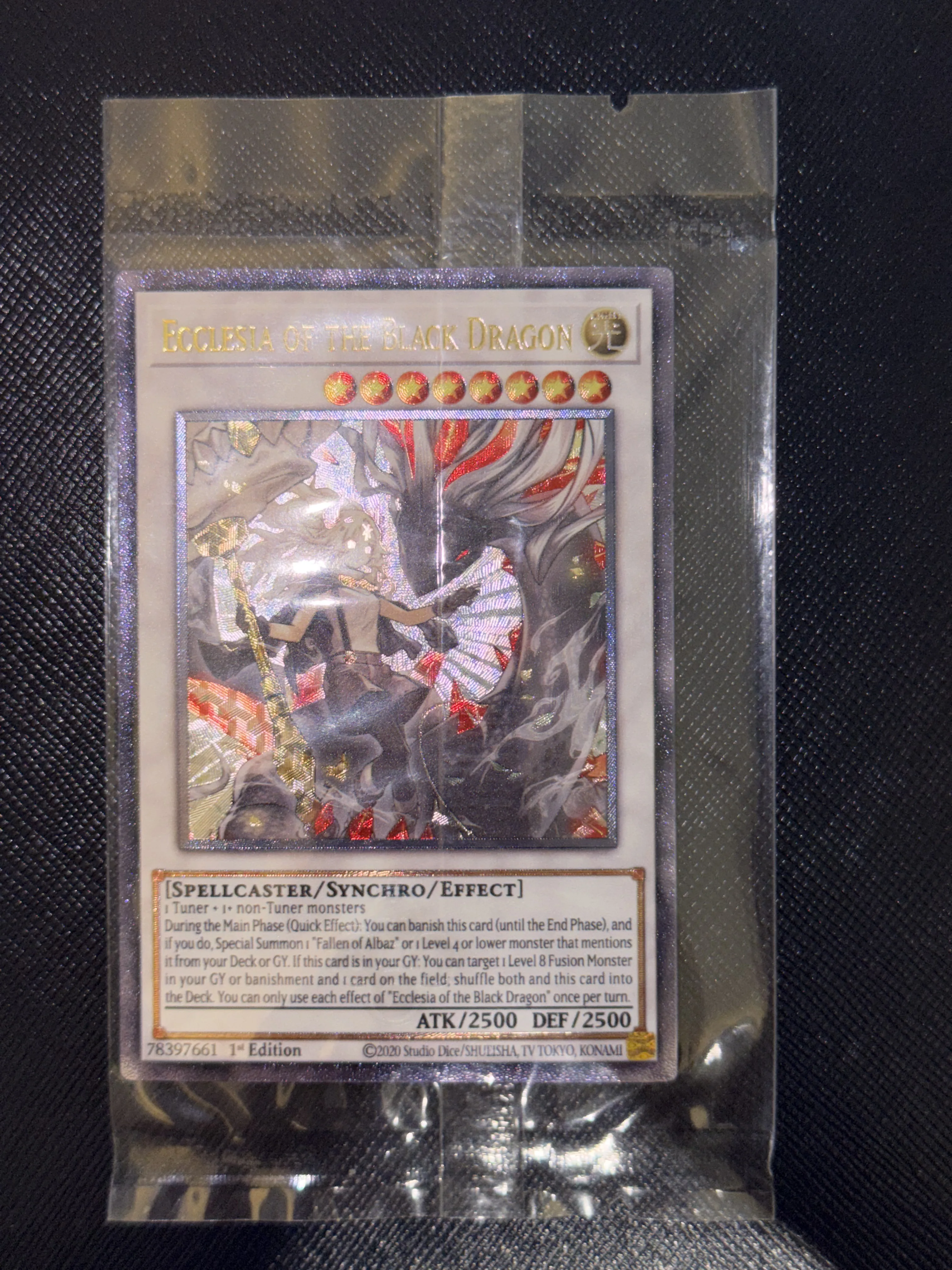 

Yu-Gi-Oh! DIY Custom Card Ecclesia of the Black Dragon 1st Edition Holographic Collectible Gift for Anime Fans Kids TCG Players