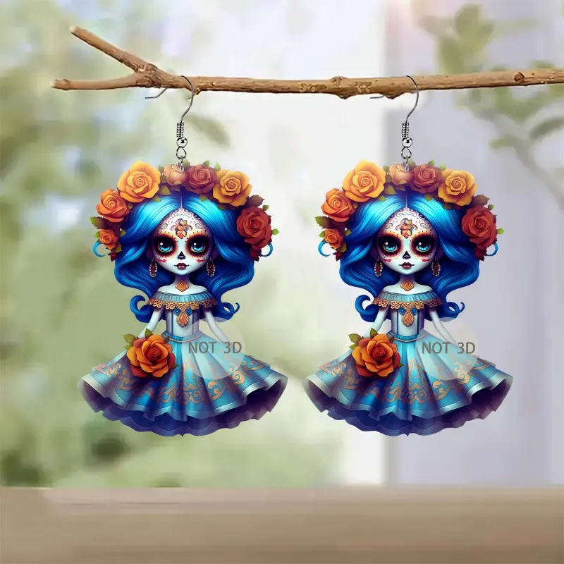 Pendientes góticos acrílicos para Halloween y el Día de los muertos, regalos únicos, accesorios de moda, adecuados para la personalidad