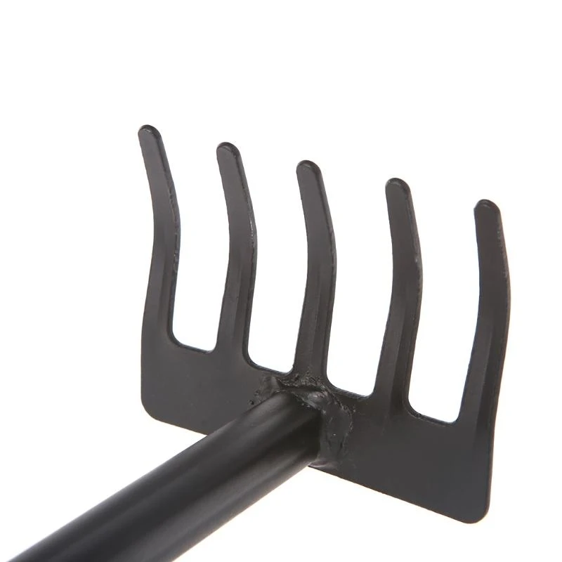 A2UD 1pc 홈 정원 이식 도구를위한 미니 스틸 레이크 미니 스틸 레이크