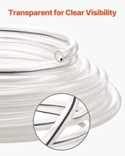 Clear Vinyl Tubing 3/8' ID x 1/2' OD 50FT Plastic PVC Tubing Flexible Hose