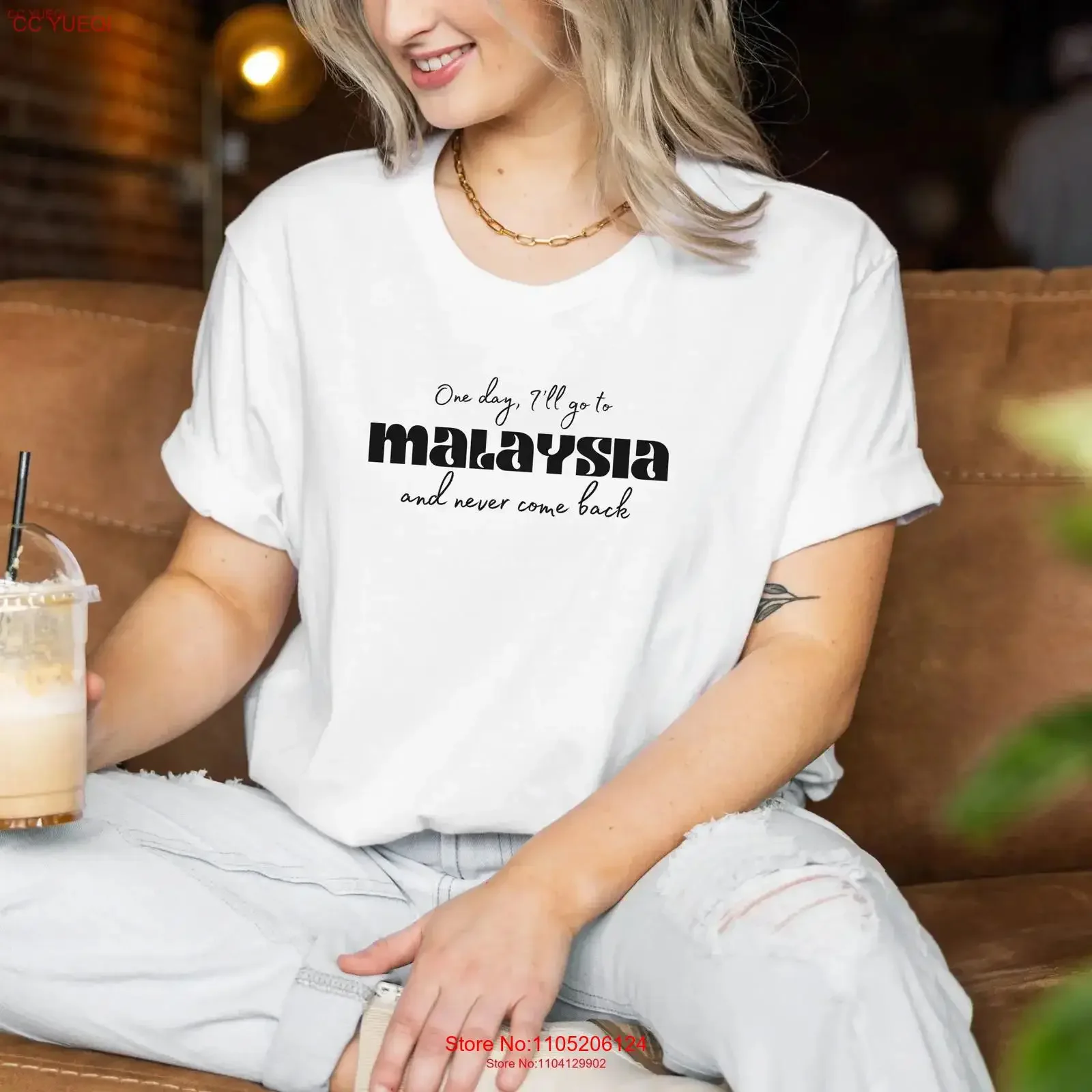يوم واحد سأذهب إلى ماليزيا ولأعود أبدًا تي شيرت نقل عطلة هدية التجوال السفر expaT مقاسات للجنسين خمر #1