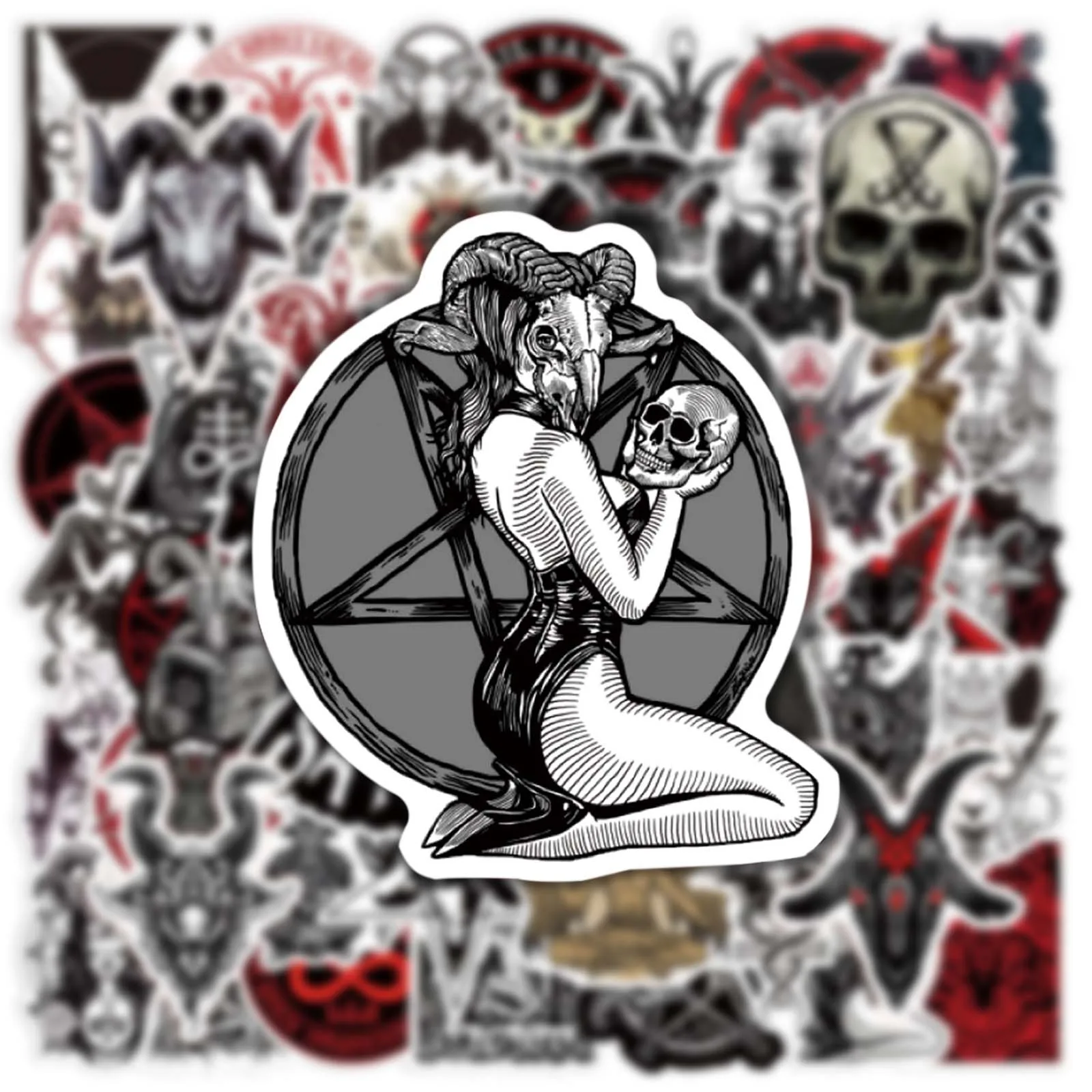 10/50pcs Gothic Horror Demon Satan DIY Graffiti Stickers Pack Laptop Scrapbooking Notebook Removable Waterproof Decoration Decal