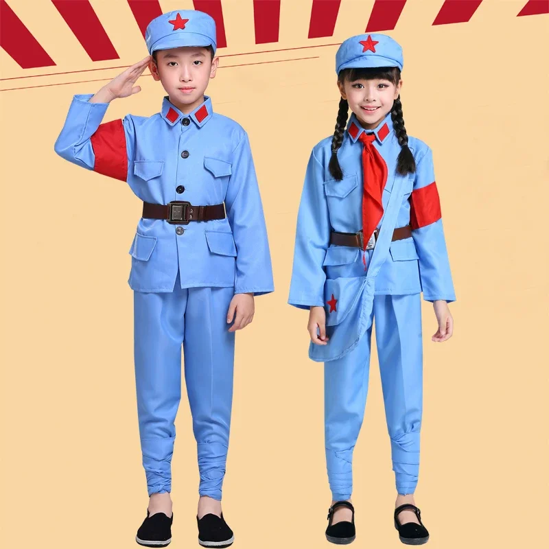 Kinder Achtste Route Armee Kleidung Erwachsene Rot Bühnenauftritte Mädchen Neue Vierte Armee Uniform Chor Kleidung Cosplay