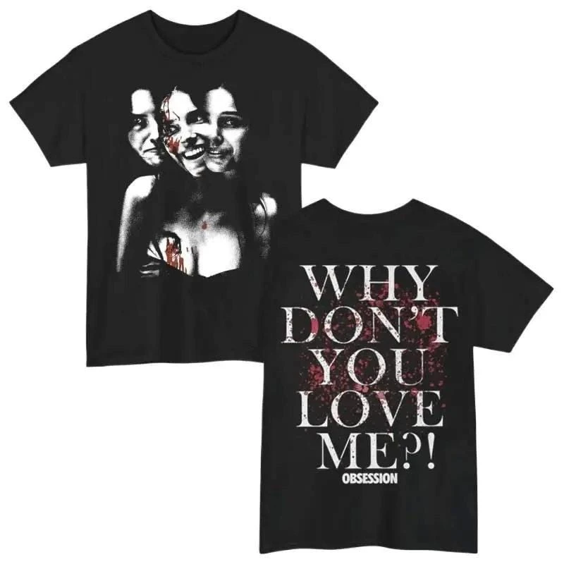 Horror Movie Obsession Streetwear Pure Cotton Shirt Retro Oversized 2026 Summer Punk Shirt Men's Women's Casual Loose Clothing