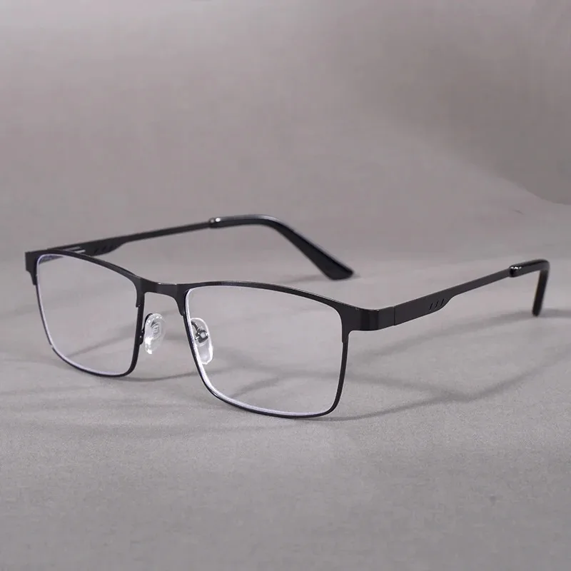 Lesebrille für Herren mit Blaulichtfilter, Metallrahmen, Federscharnier, Presbyopie +0,75-4 Dioptrien Vergrößerungslinse – Detail 9