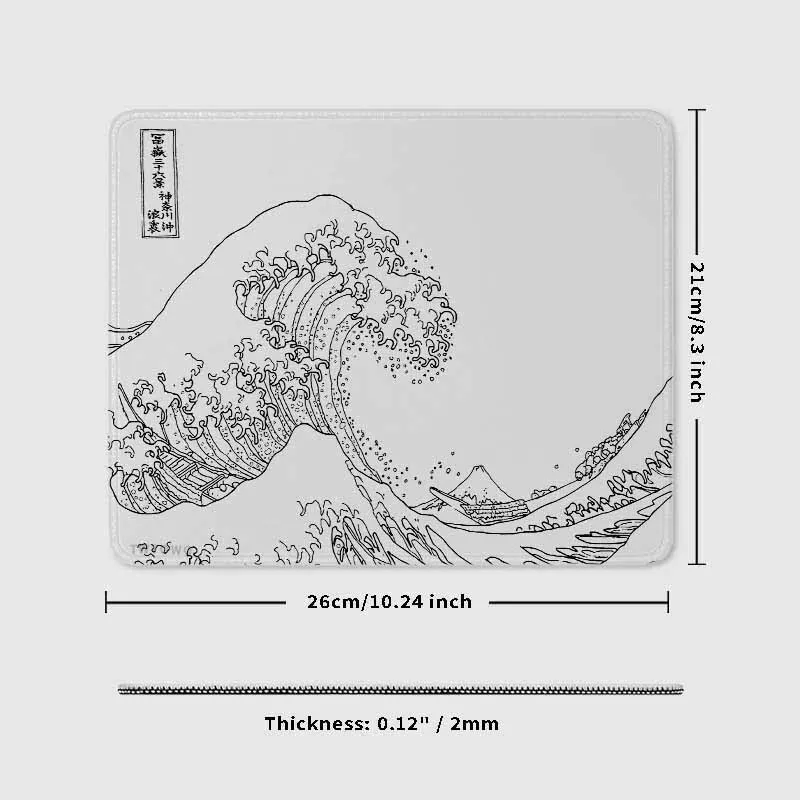 Mousepad Small size Hot Sell Computer Gaming Mousepads Art Gamer Anti slip Black And White Great Wave Carpet Home Mouse Mat