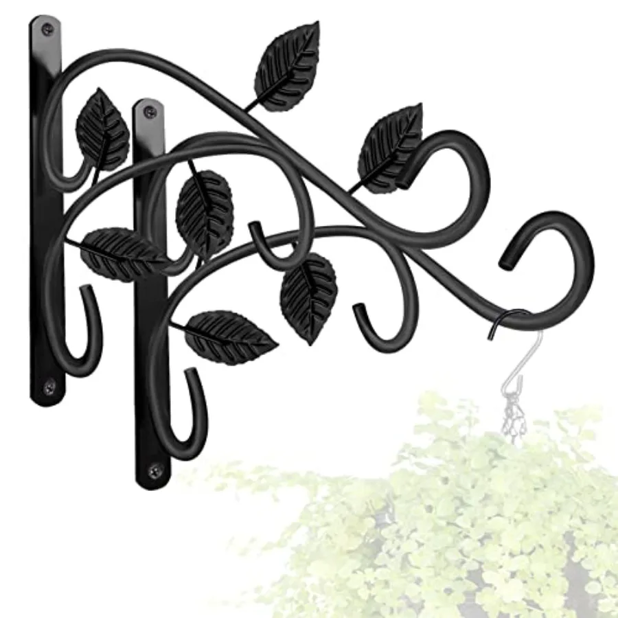 

2 PCS Metal Hanging Hook Plants Brackets 12 Inch Iron Wall Mount Bracket Durable RustResistant Plant Hanger Hook for Hanging Pl