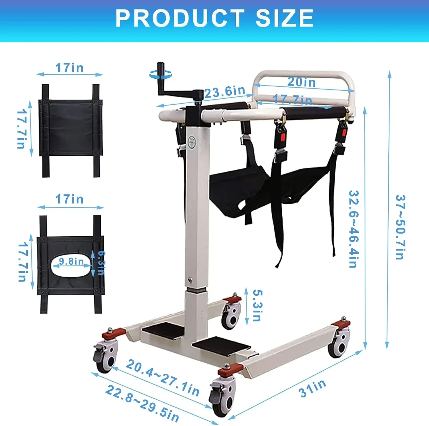 Patient Lift Transfer Chair, Patient Lift for Home Wheelchair Portable Car Lift Aid Transport Chair, Lightweight Bedside