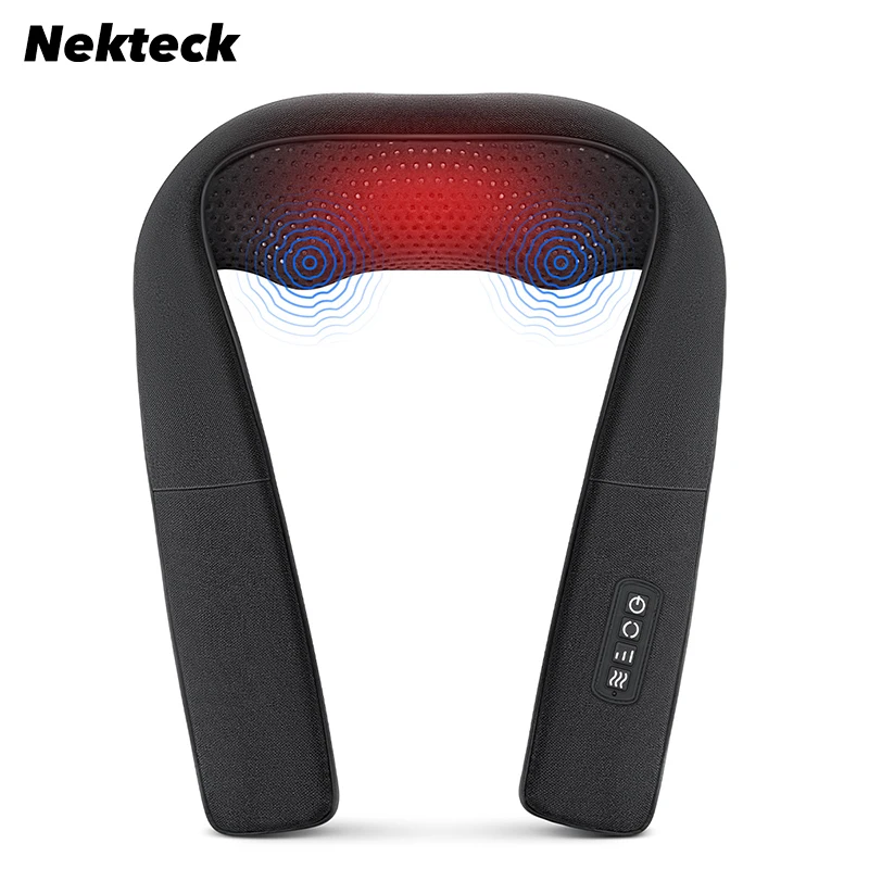 Nekteck-Shiatsu Massageador de Pescoço e Ombro, Massageador Vibratório, Amassar Profundo Xale Massagem Elétrica para Cintura e Perna