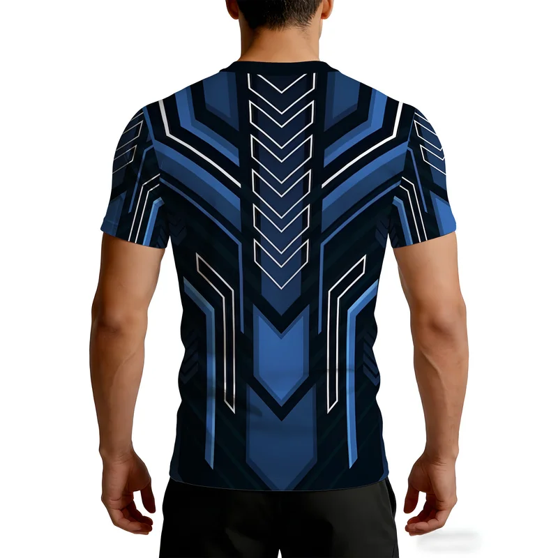 Mens Body Hugging Training Base Layer Compression Printed T Shirt Breathable Quick Drying Crew Neck Short Sleeve Fitness Casual