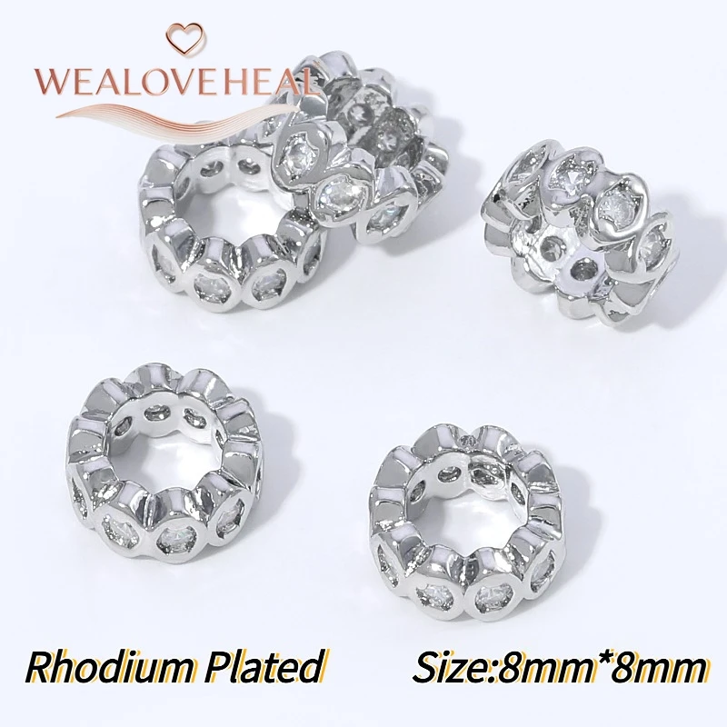 2/4 Stück 18K vergoldete Messing-Doppelseitige Zirkon-Vierblattklee-Abstandshalterperlen für DIY Armband- und Halsketten-Schmuckherstellung – Detail 25