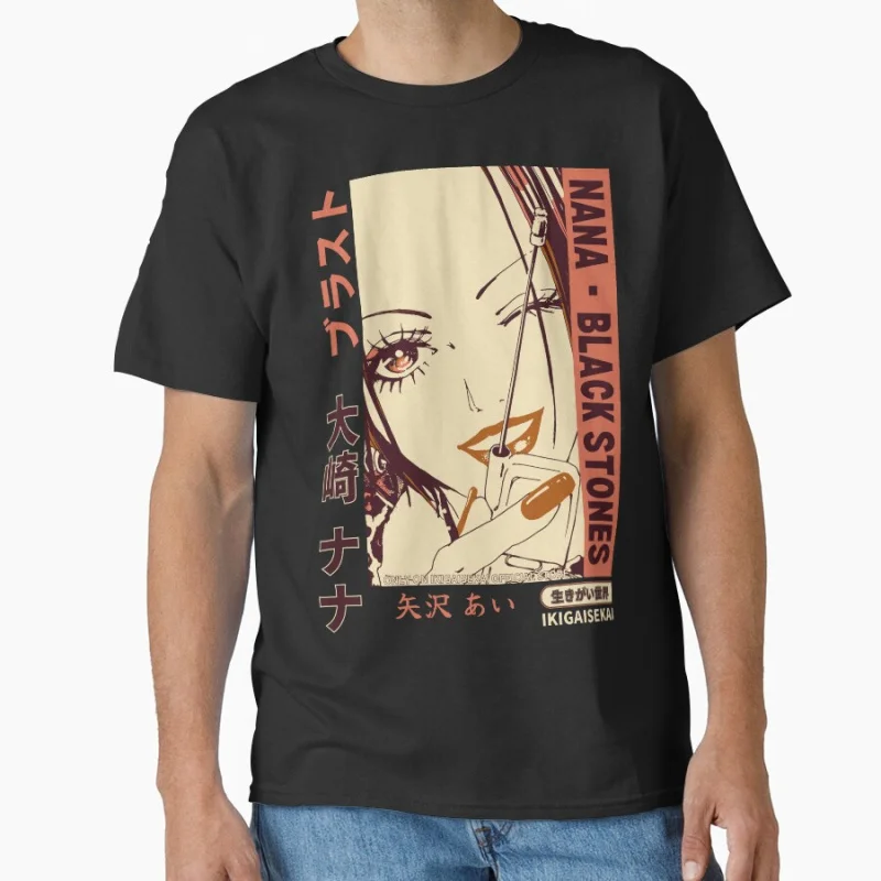 

The Rockstar Within_ Nana Osaki Black Stones Punk Band Anime T shirt Large size Tops Manga Graphic print Y2k Clothes Cartoon Tee