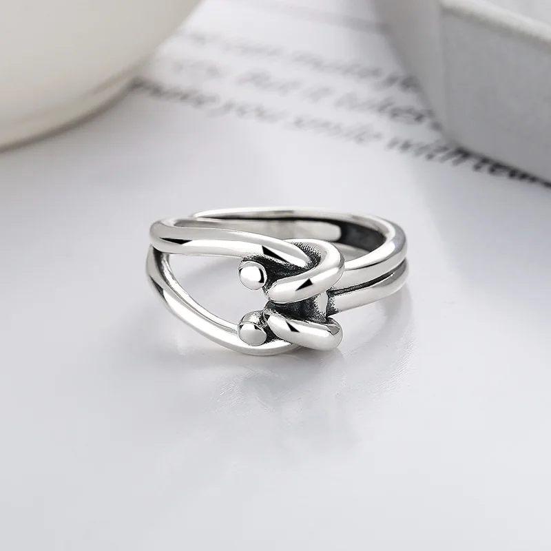 100% S925 Silver Retro Artistic Wraparound Cross Irregular Open-End Ring for Women and Men, Unique Design