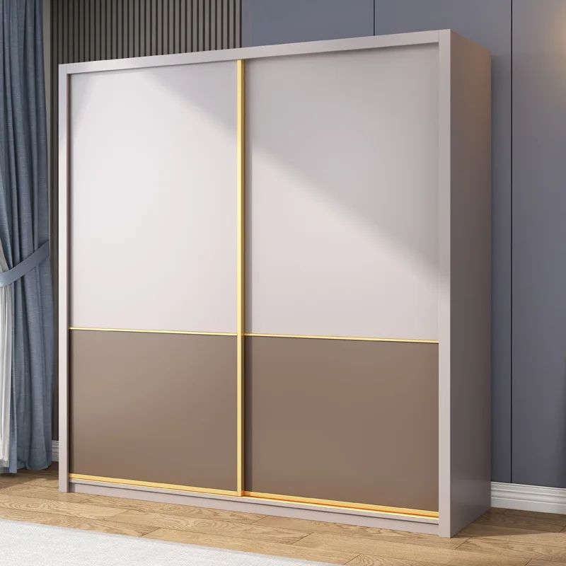 

Light luxury wardrobe household modern simple bedroom economical cabinet rental room sliding door small household wardrobe