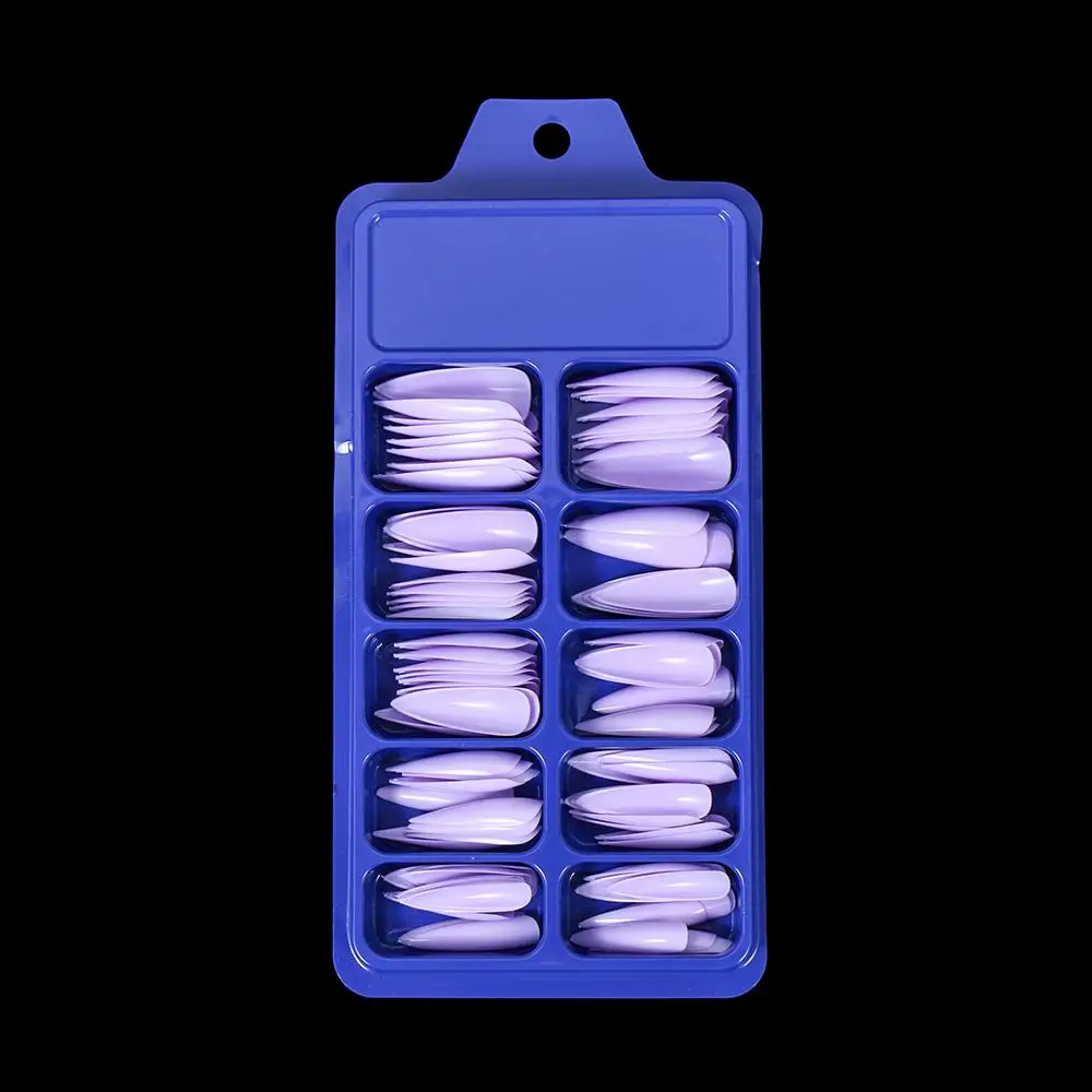 100 PCS/Box Solid Colour False Nail Tips Fake Nails Art Long Stiletto Acrylic Manicure DIY Tools Full Style 20Colors_voghion.com