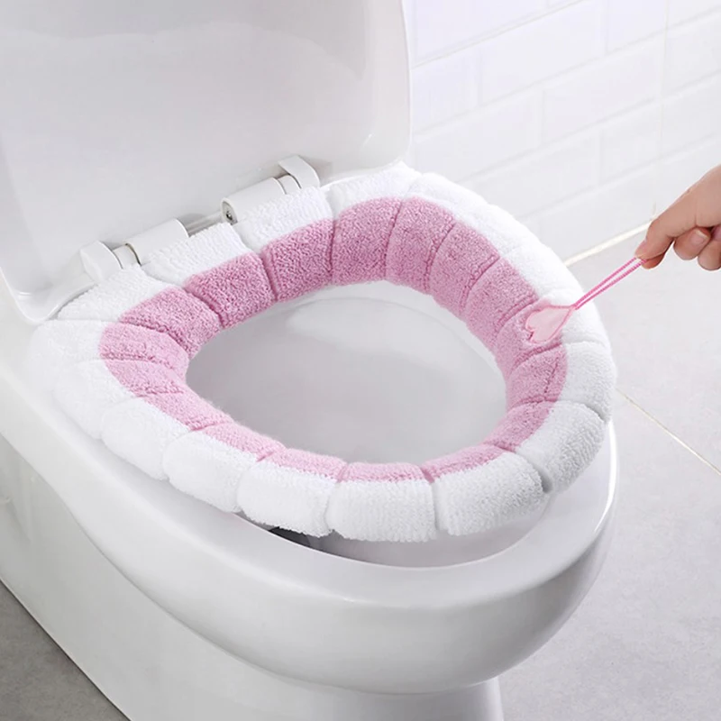 New 1Pc Bathroom Toilet Seat Cover Soft Warmer Washable Mat Cover Pad Cushion Seat Case Toilet Lid Cover Accessories Bath Home