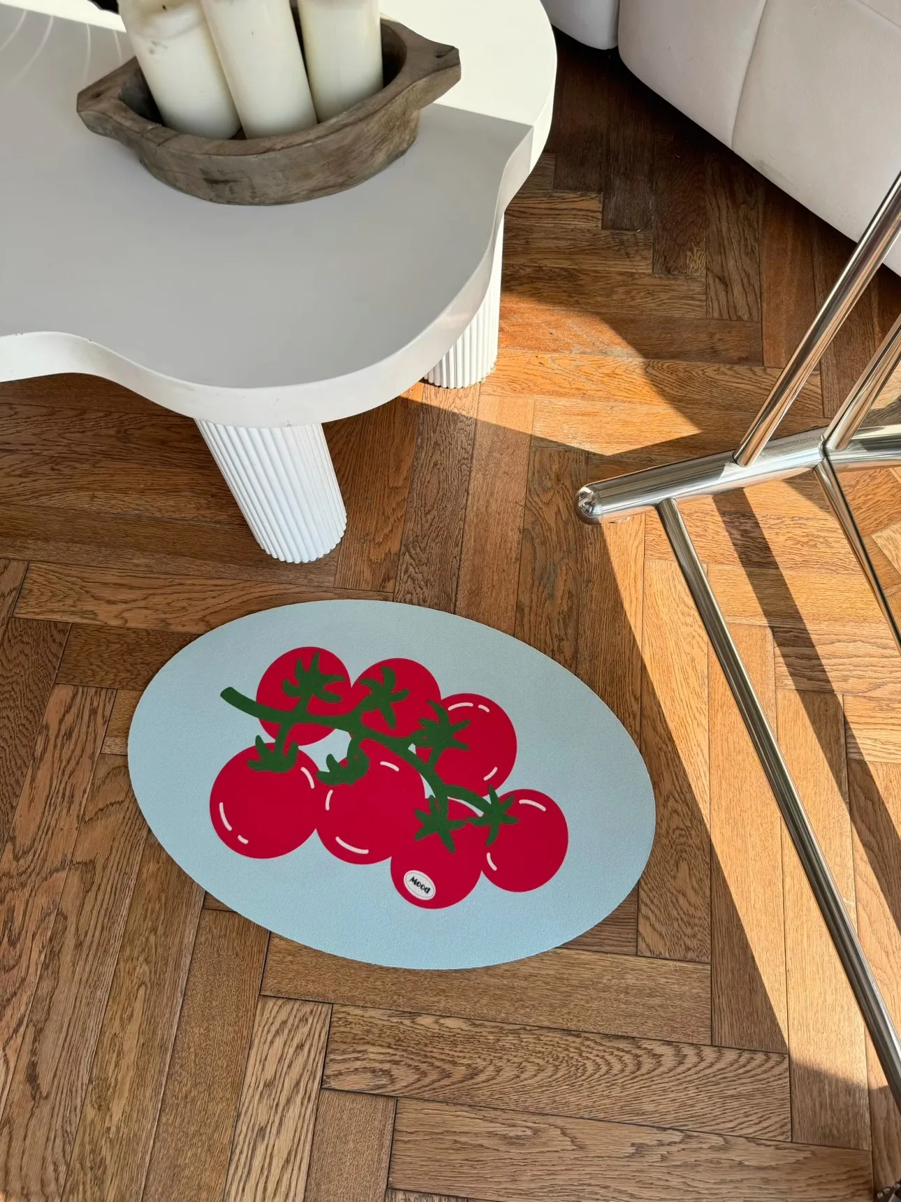 VIKAMA Korean-style Tomato Skewer Oval Bathroom Mat Simple Diatom Mud Anti-slip Water Absorbent Foot Mat Home Decoration