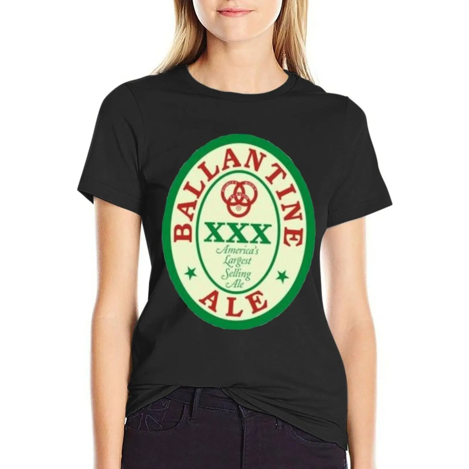 

Ballantine Beer logo T-Shirt vintage cute tops Aesthetic clothing kawaii clothes korean Women's clothes