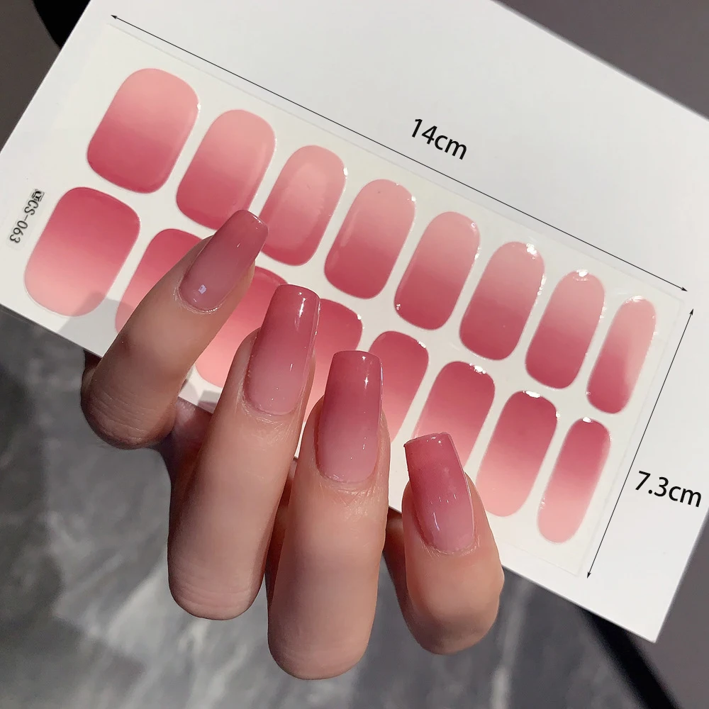 17 Colors Hot Semi-Cured Gel Nail Stickers Solid Color Nail Semi-Baked Paste Decals UV Lamp Need Tips Full Nail For Women Hot