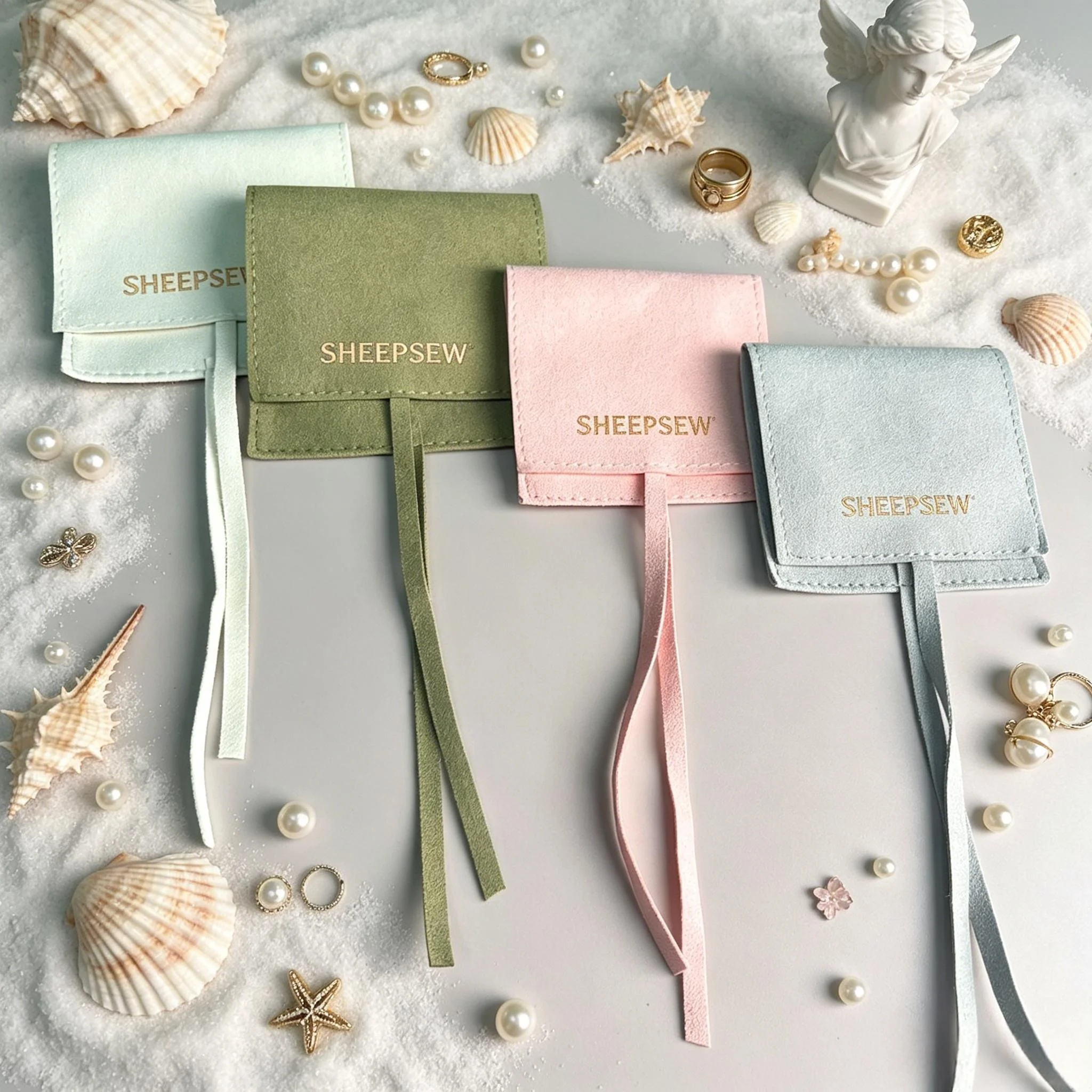 100pcs 8*8cm Personalized Microfiber Jewelry Pouch Bags, , Small Pouch, Holiday Gift Pouch, High-end with String Jewelry Logo In