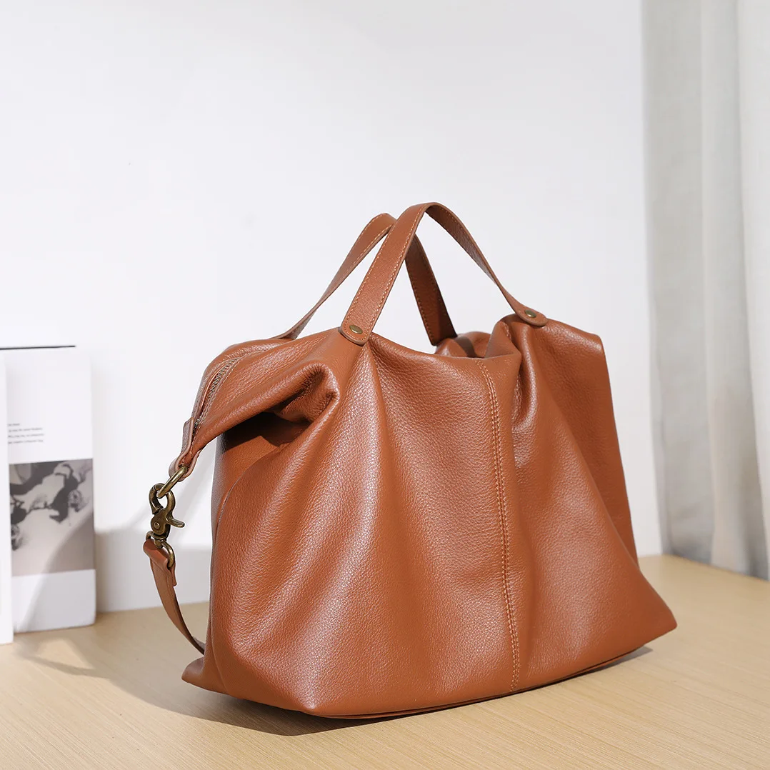 Leather Large Capacity Single Shoulder Crossbody Personality Soft Leather Imported Layer Cowhide Purses And Handbags