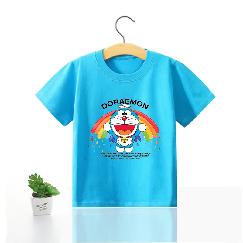 Doraemons Children T Shirt Girl Boy Summer Clothes Baby Cotton Tee Shirts Print Short Sleeve Kid Tops Toddler Anime Tees Gifts