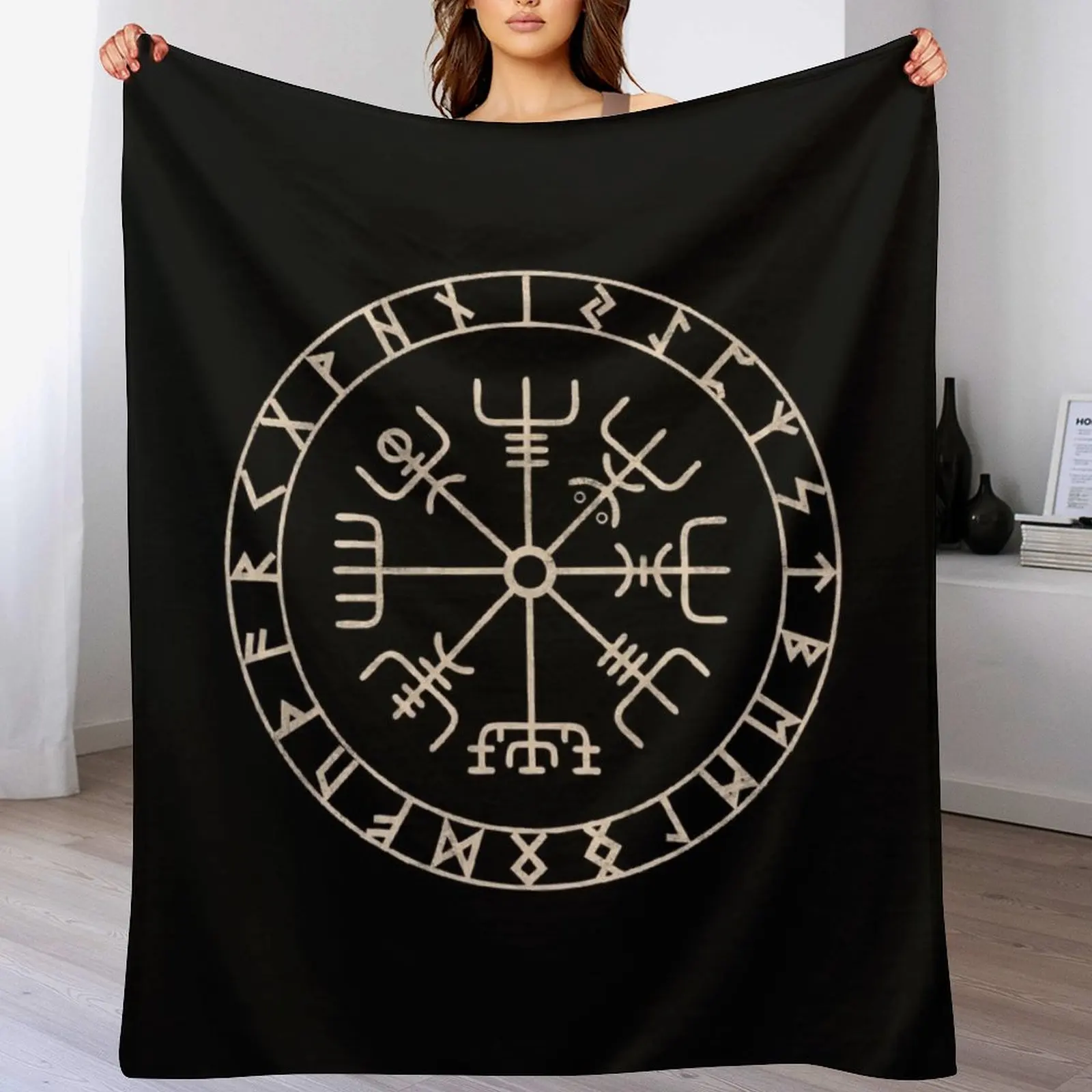 

Runic Viking Compass Vegvisir Celtic Throw Blanket Air Conditioner Soft Blanket for Office Home
