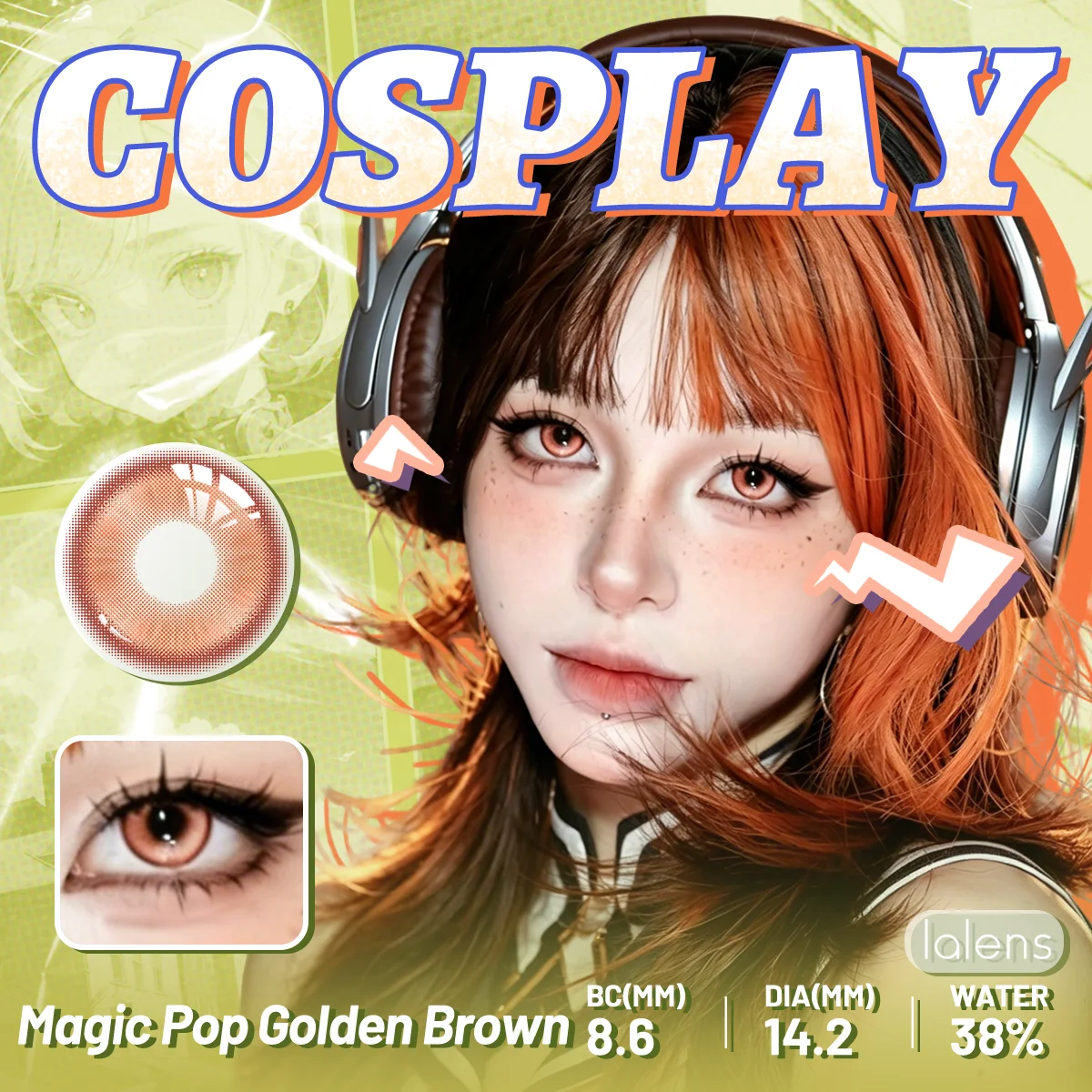 VISUASHOW 14,5mm Blaue Anime Cosplay Farbige Kontaktlinsen 6 Monate Einweg Lebendige Augen-Make-up Cyber Kosmetik Rote Weiche Linsen – Detail 13