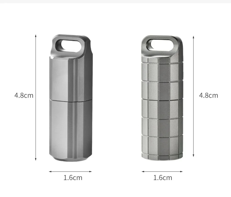 Titanium Alloy Waterproof Pocket Pill Case Portable Mini Travel Pill Box With Lighter Key Accessories For Outdoor Camping Hiking