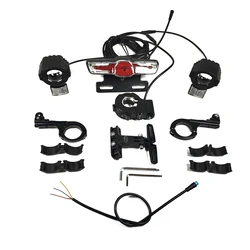 e-bike Light Conversion Kit 12V 24V 36V 48V 52V 60V 72V Electric Bicycle Lamp Set Dual Headlights Turn Signal Brake Lights Horn