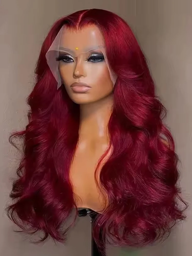 

Burgundy 99J Body Wave 13x6 Hd Lace Frontal Human Hair Wig Transparent Lace Front Wigs 99j Human Hair Wig 280Density