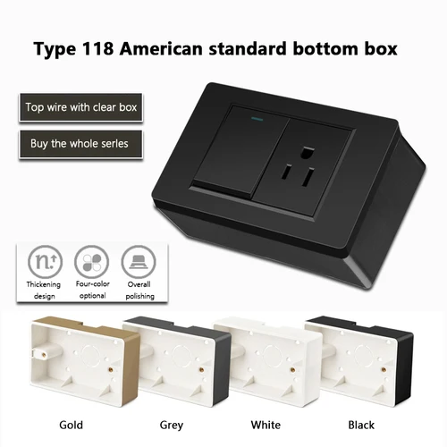 Interruptor de enchufe montado en superficie, caja inferior General, Material grueso, caja de conexiones General de dos bits, estándar de EE. UU., México, 118
