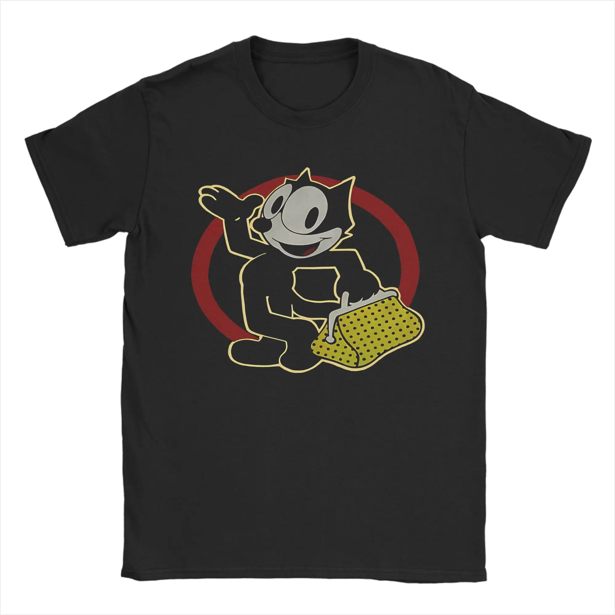 Novelty Felixes The Cat Vintage  T-Shirt Unisex Round Neck Short Sleeve Tops  Cotton Summer TopsTops