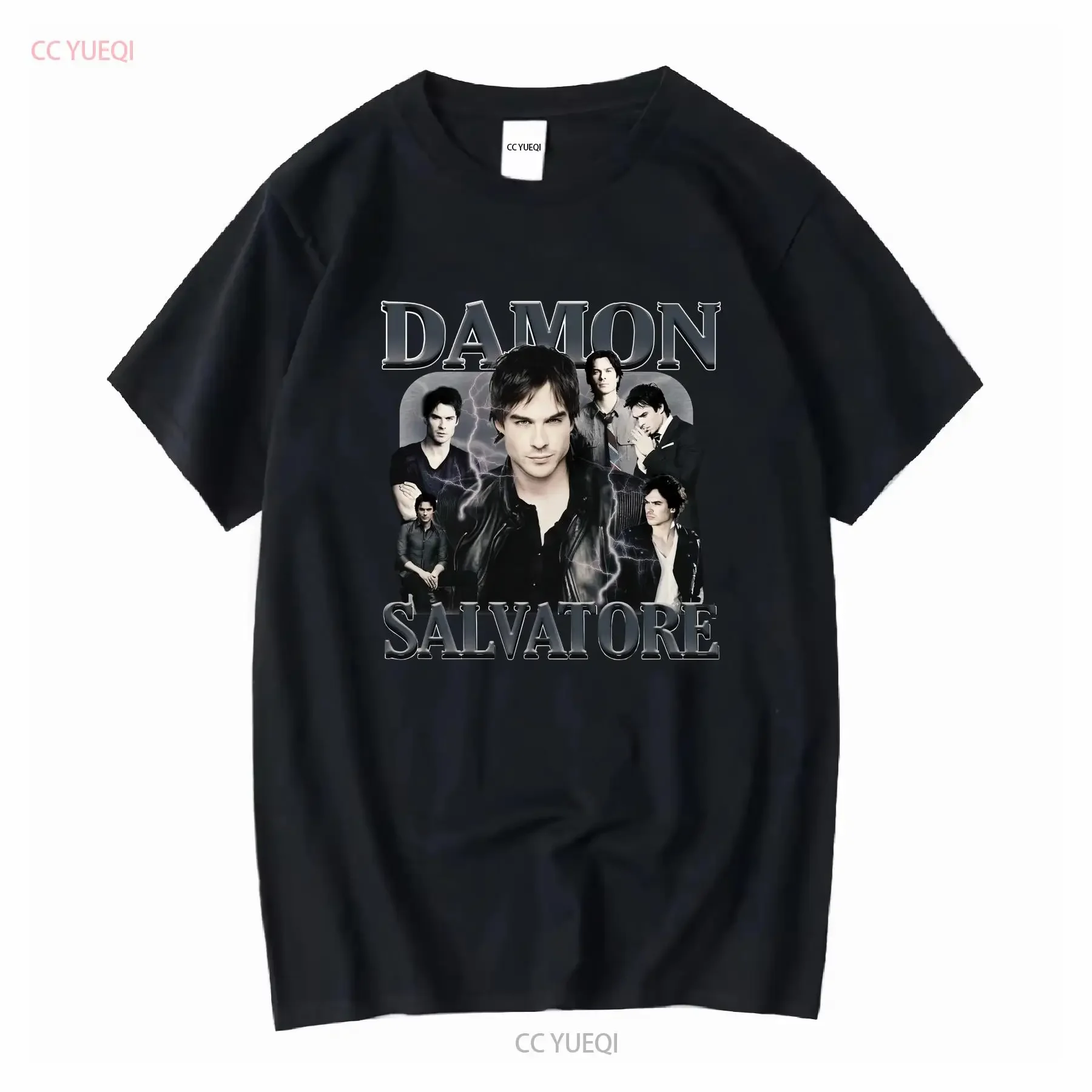 Vampire Diaries Damon Salvatore tribute black version 2 Fan T shirt Cast Mystic Falls Virginia Elena Gilbert vintage Washed