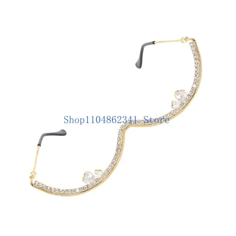 نظارات بتصميم أحجار الراين الفاخرة، هيكل معدني عملي، نظارات كوسبلاي، ديكورات عصرية لإكسسوارات الحفلات ذات الطابع