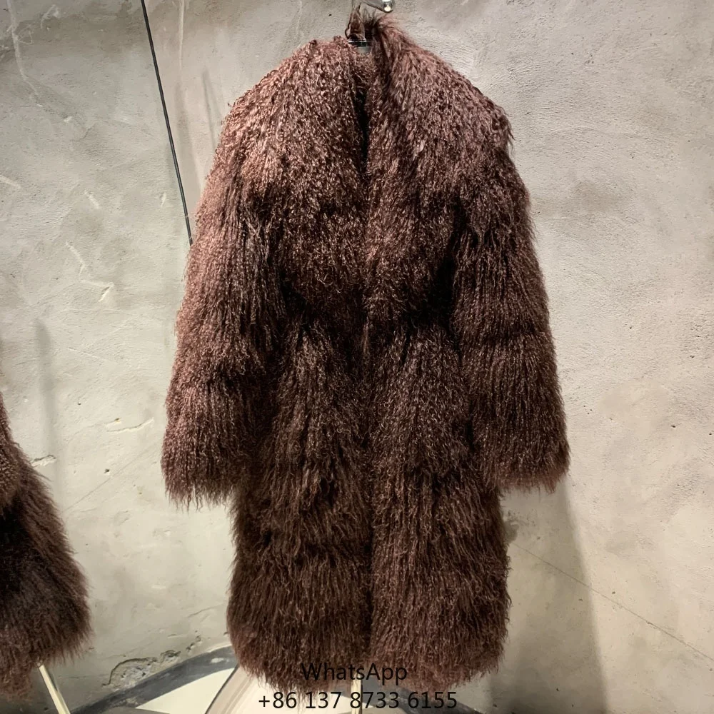 

2025 Premium Fashion Winter Fur Fur Mongolian Style Brown Coat Fur Winter Jacket Women