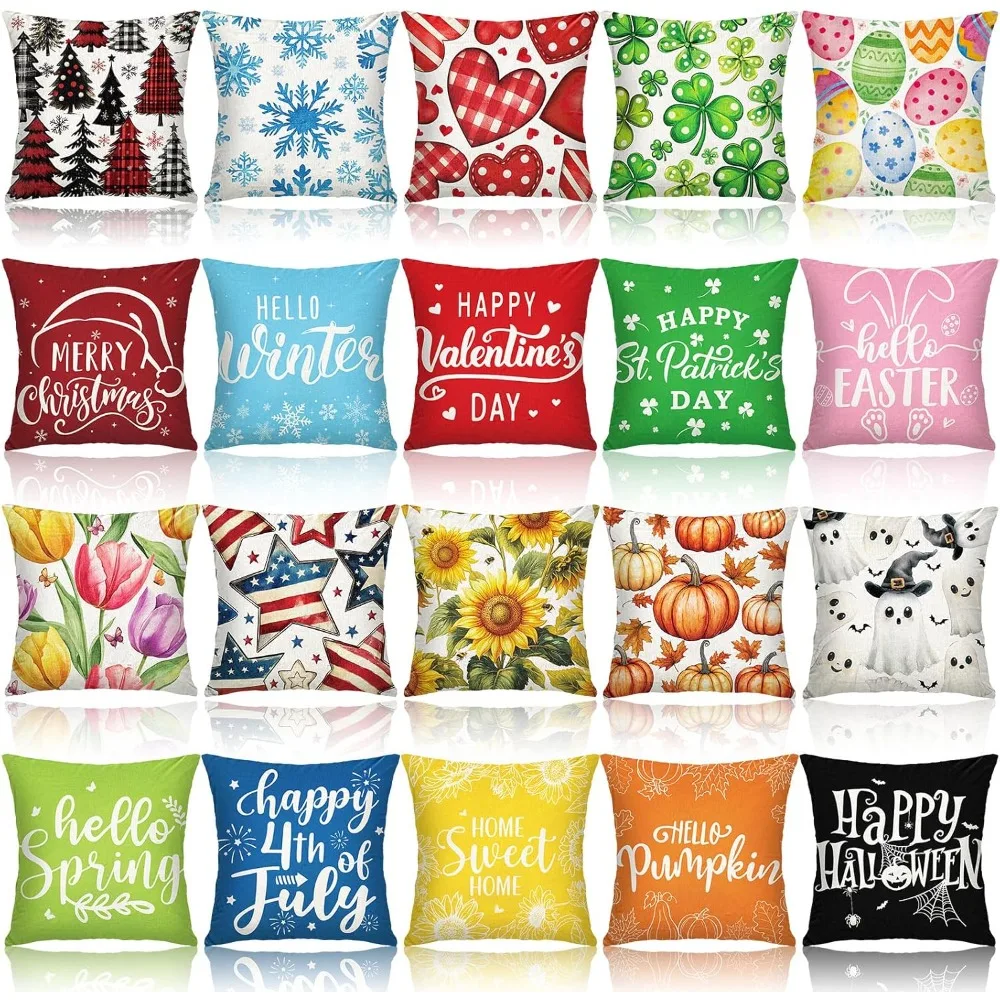 

Autumn Season 18 Pillow Covers for Halloween, Featuring Pumpkin and Ghost Designs