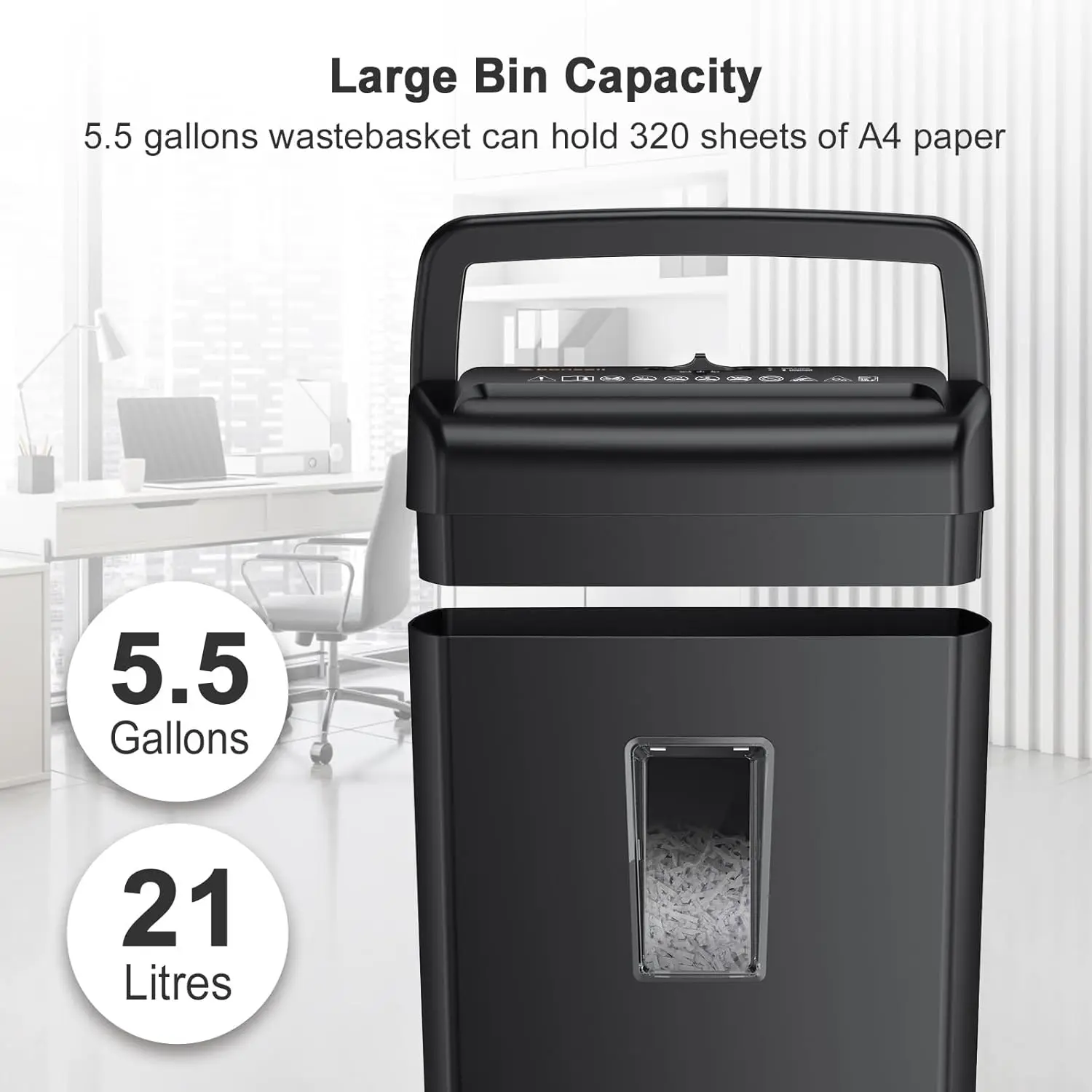 10-Sheet Cross Cut Paper Shredder, 5.5 Gal Home Office Heavy Duty Shredder for Credit Card, Staple, Clip with Transparent Window