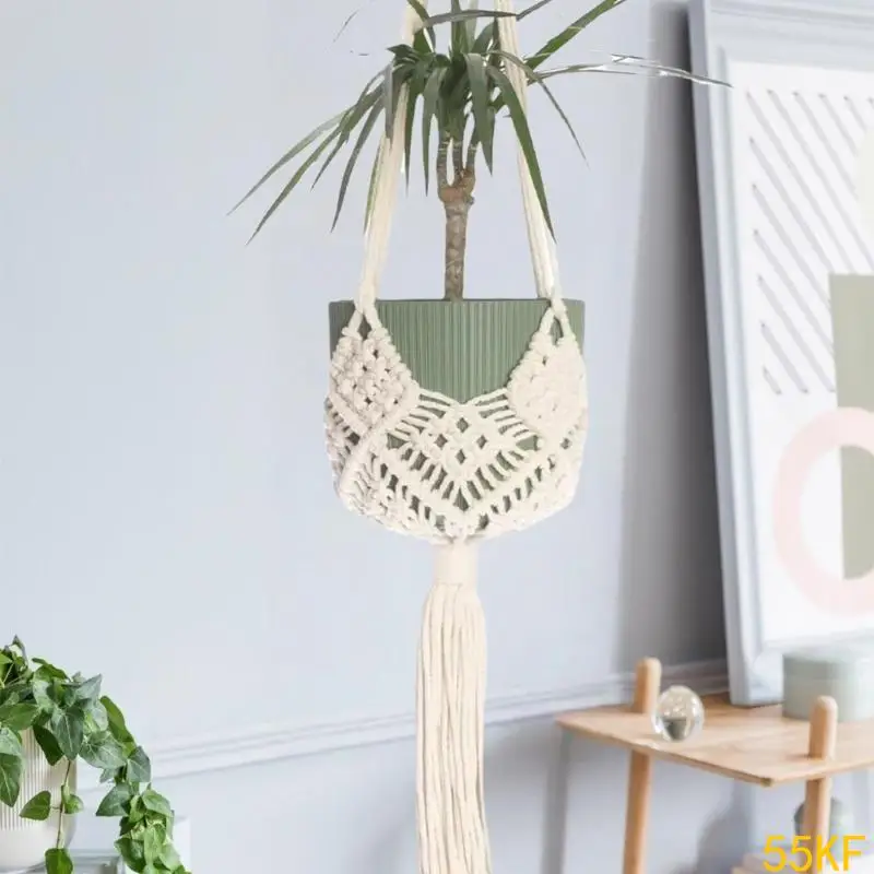 

55KF Plant Hanger Handmade Cotton Plant Holder Garden Decoration Outdoor Home
