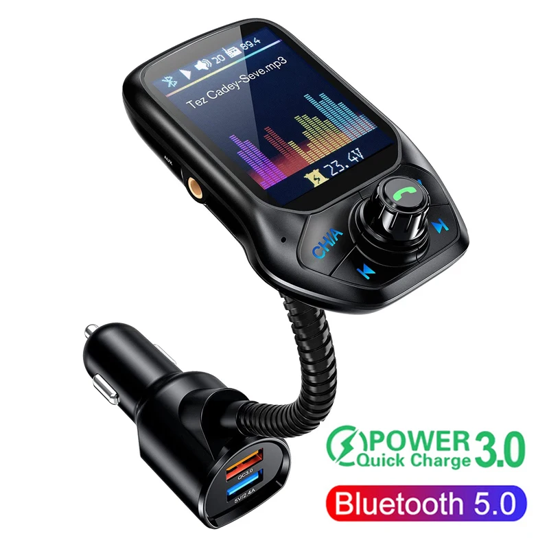 Bluetooth FM Transmitter Dual USB  1.8 Inch TFT Screen FM Modulator Kit Car MP3 Player TF USB Music Quick Charge 3.0 Support AUX