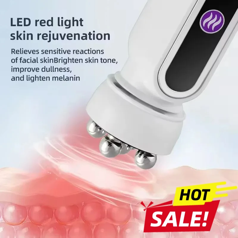 2026 EMS مدلك بكرة تدليك للوجه ساخن LED العلاج بالضوء تدليك دوار مقدمة للتدفئة لتقليل المسام الدقيقة الخطوط الدقيقة #1