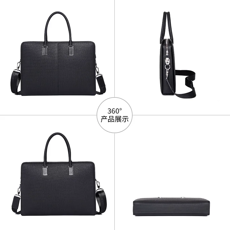 Men's Briefcase Top Layer Cowhide Waterproof Genuine Messenger Leather Laptop Luxury Brand Bag Large Capacity Handbag High-end