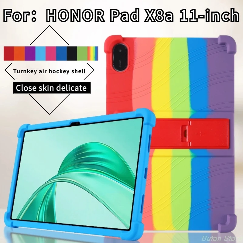 For Honor Pad X8a 11inch Case 2024 Tablet Shockproof Cover Honor Pad X8a Tablet Kids Soft Silicon Stand Protective Shell